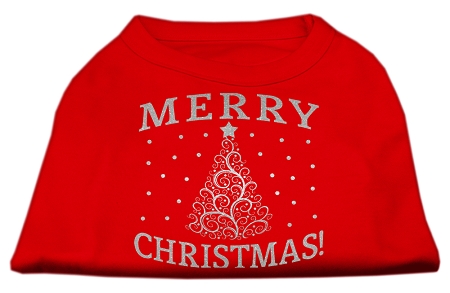 Shimmer Christmas Tree Pet Shirt Red XS