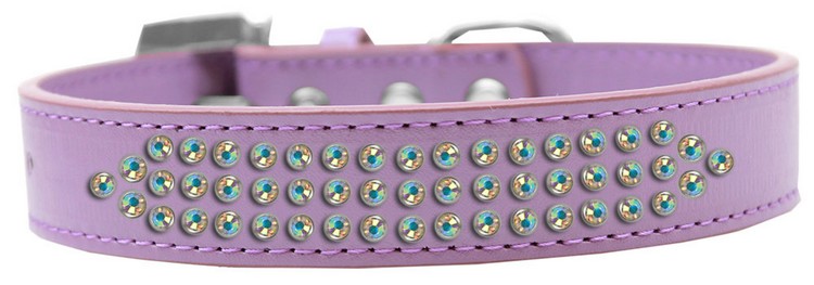 Three Row AB Crystal Dog Collar Lavender Size 20