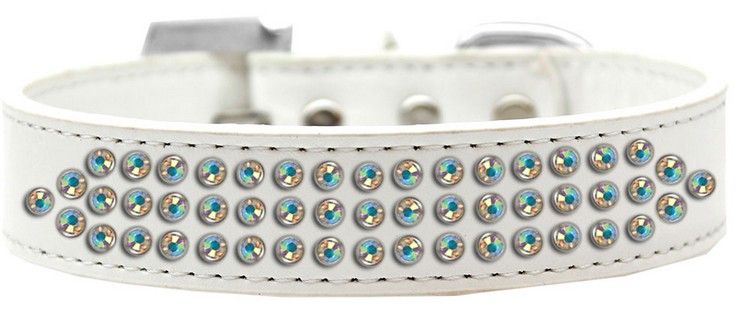 Three Row AB Crystal Dog Collar White Size 18