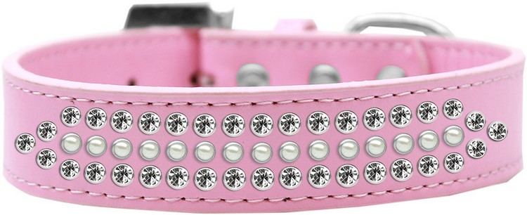 Ritz Pearl and Clear Crystal Dog Collar Light Pink Size 16