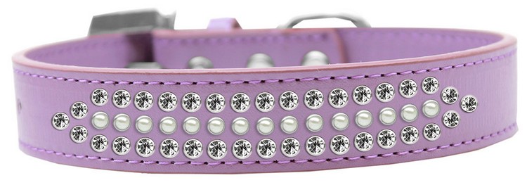 Ritz Pearl and Clear Crystal Dog Collar Lavender Size 16