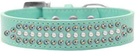 Ritz Pearl and AB Crystal Dog Collar Aqua Size 20