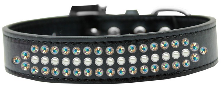 Ritz Pearl and AB Crystal Dog Collar Black Size 18