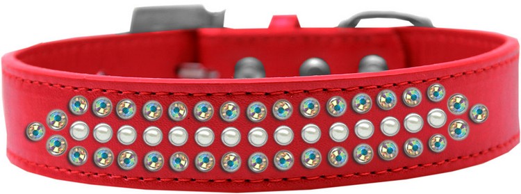 Ritz Pearl and AB Crystal Dog Collar Red Size 14