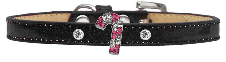 Holiday Charm Dog Collar Black Ice Cream Size 8 Pink Candy Cane