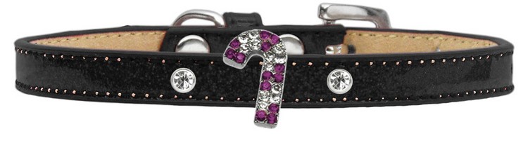 Holiday Charm Dog Collar Black Ice Cream Size 8 Purple Candy Cane