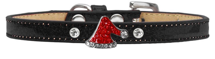 Holiday Charm Dog Collar Black Ice Cream Size 14 Santa Hat