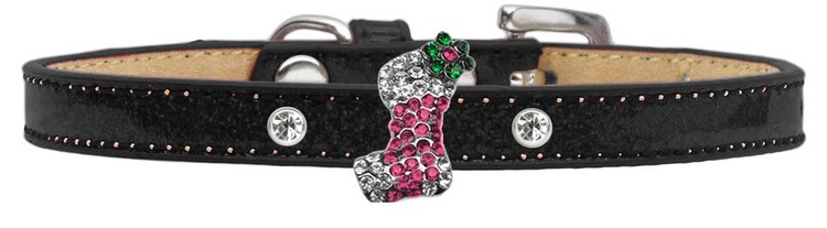 Holiday Charm Dog Collar Black Ice Cream Size 16 Pink Stocking