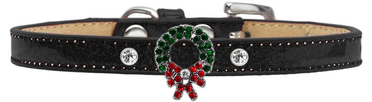 Holiday Charm Dog Collar Black Ice Cream Size 8 Wreath