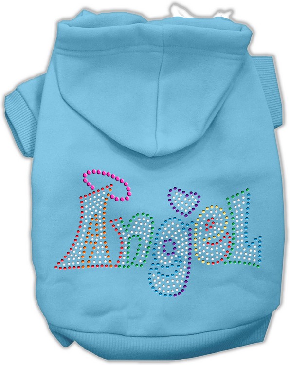 Technicolor Angel Rhinestone Pet Hoodie Baby Blue XS