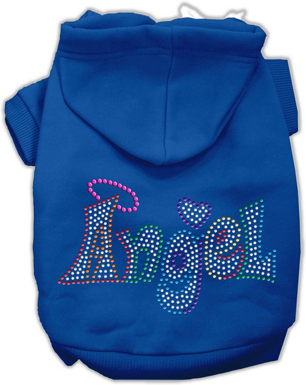 Technicolor Angel Rhinestone Pet Hoodie Blue XS