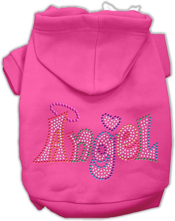 Technicolor Angel Rhinestone Pet Hoodie Bright Pink Med