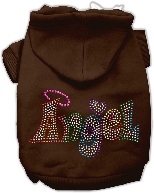 Technicolor Angel Rhinestone Pet Hoodie Brown XS