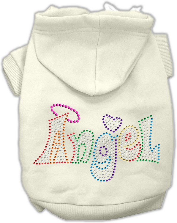 Technicolor Angel Rhinestone Pet Hoodie Cream XS