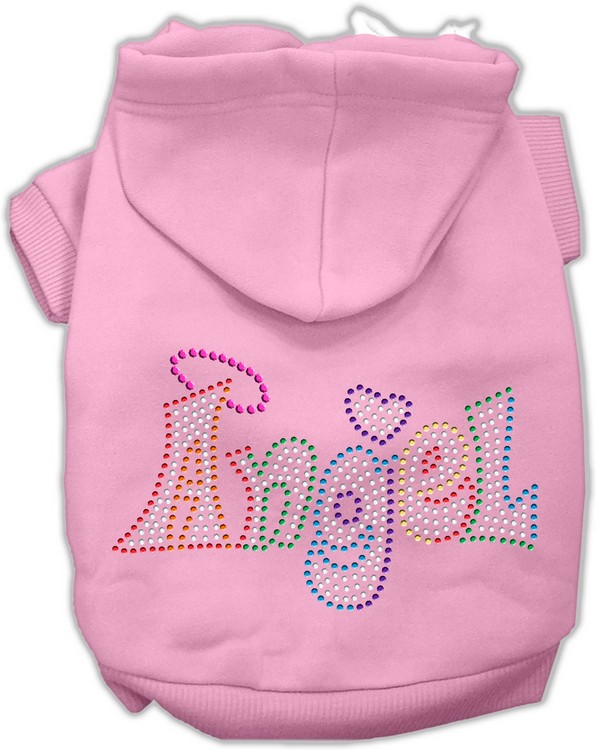 Technicolor Angel Rhinestone Pet Hoodie Light Pink XS