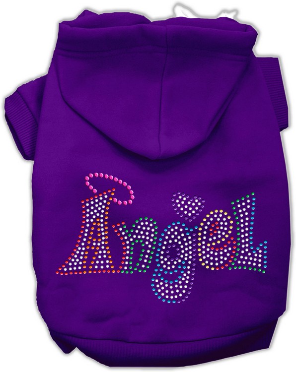 Technicolor Angel Rhinestone Pet Hoodie Purple Med