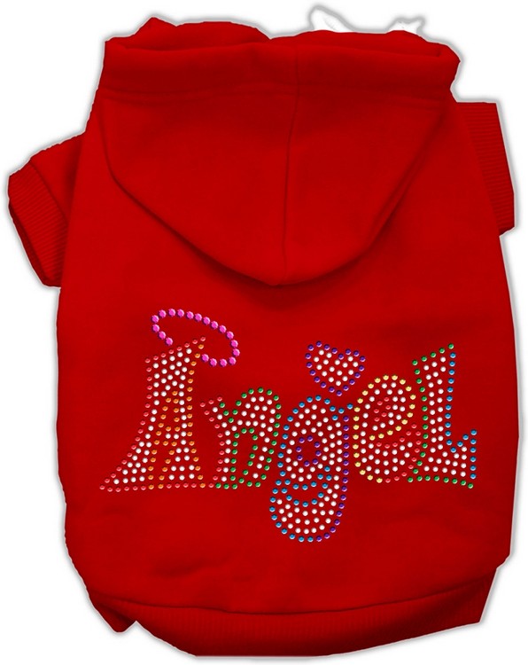 Technicolor Angel Rhinestone Pet Hoodie Red XS