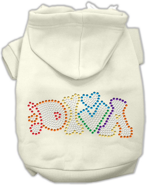 Technicolor Diva Rhinestone Pet Hoodie Cream Med