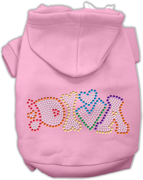 Technicolor Diva Rhinestone Pet Hoodie Light Pink XL