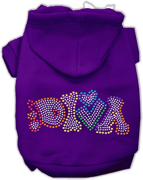 Technicolor Diva Rhinestone Pet Hoodie Purple XS