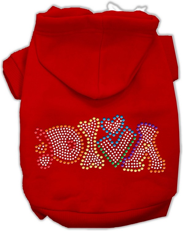 Technicolor Diva Rhinestone Pet Hoodie Red Sm