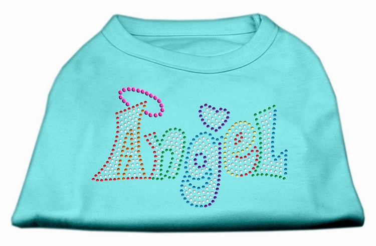 Technicolor Angel Rhinestone Pet Shirt Aqua Sm