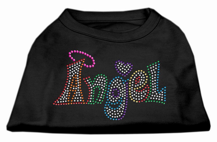 Technicolor Angel Rhinestone Pet Shirt Black Sm