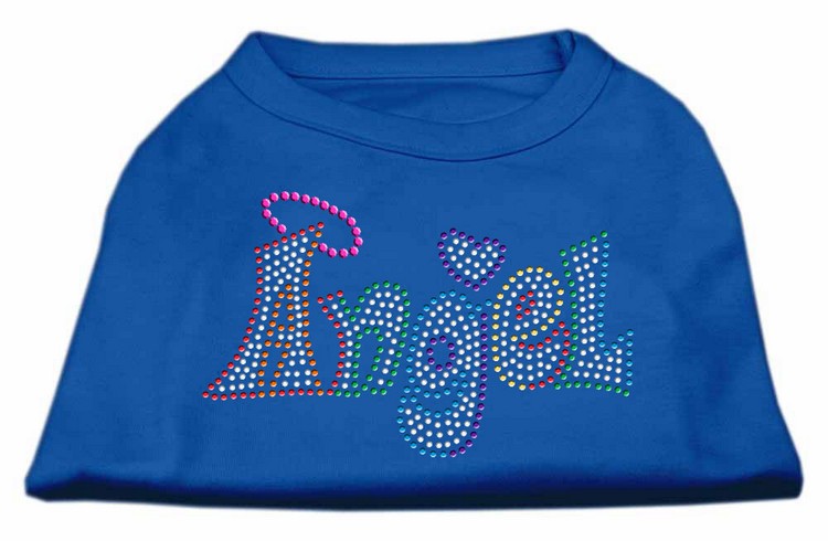 Technicolor Angel Rhinestone Pet Shirt Blue XXL