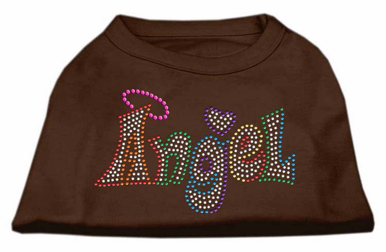 Technicolor Angel Rhinestone Pet Shirt Brown XS