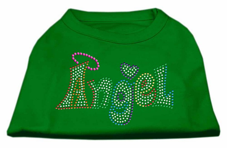 Technicolor Angel Rhinestone Pet Shirt Emerald Green XS