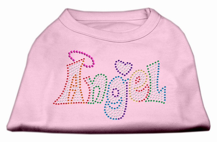 Technicolor Angel Rhinestone Pet Shirt Light Pink Lg