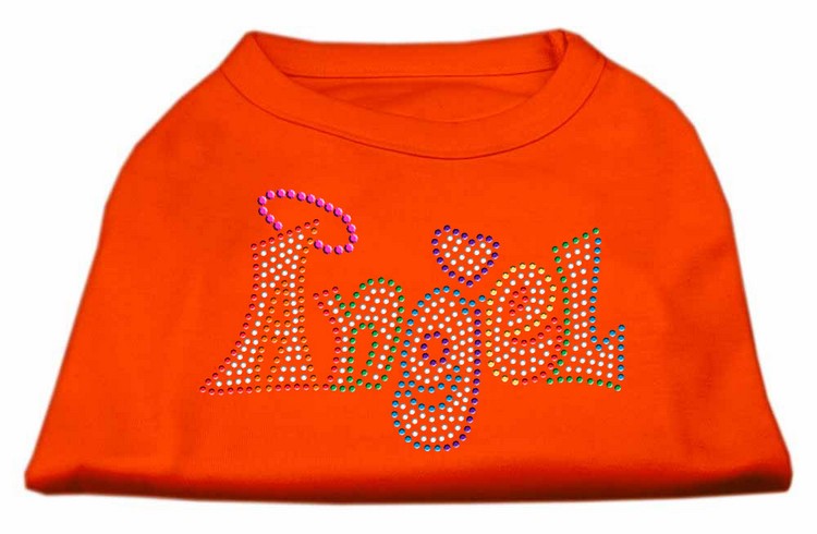 Technicolor Angel Rhinestone Pet Shirt Orange Sm