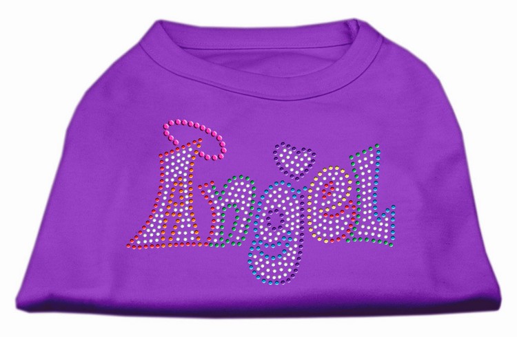 Technicolor Angel Rhinestone Pet Shirt Purple Lg