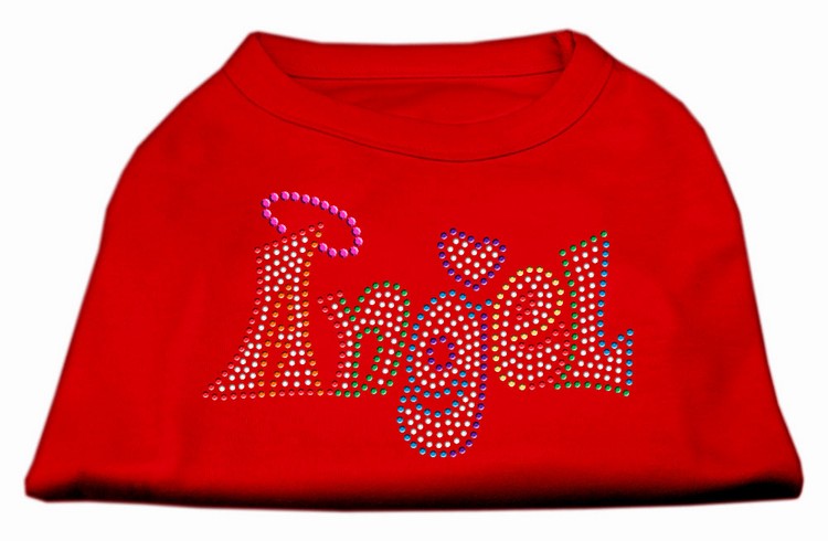 Technicolor Angel Rhinestone Pet Shirt Red XS