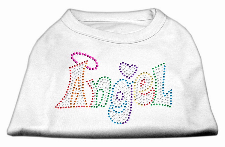 Technicolor Angel Rhinestone Pet Shirt White Med