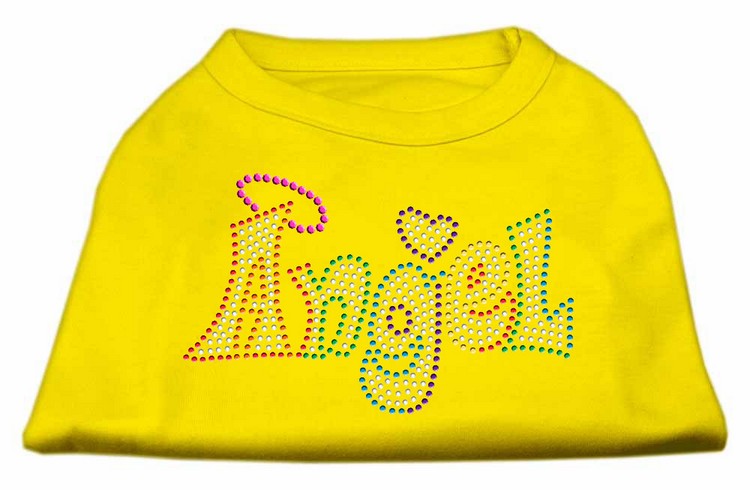 Technicolor Angel Rhinestone Pet Shirt Yellow XS