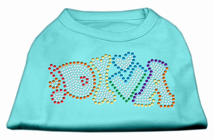 Technicolor Diva Rhinestone Pet Shirt Aqua XXL