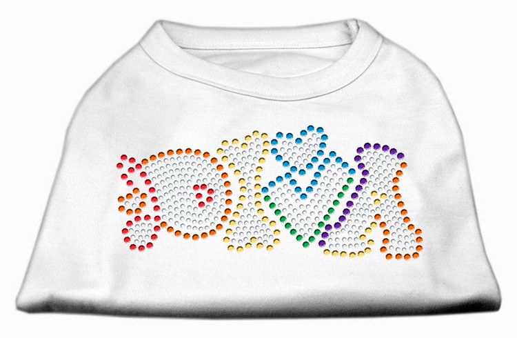 Technicolor Diva Rhinestone Pet Shirt White Lg