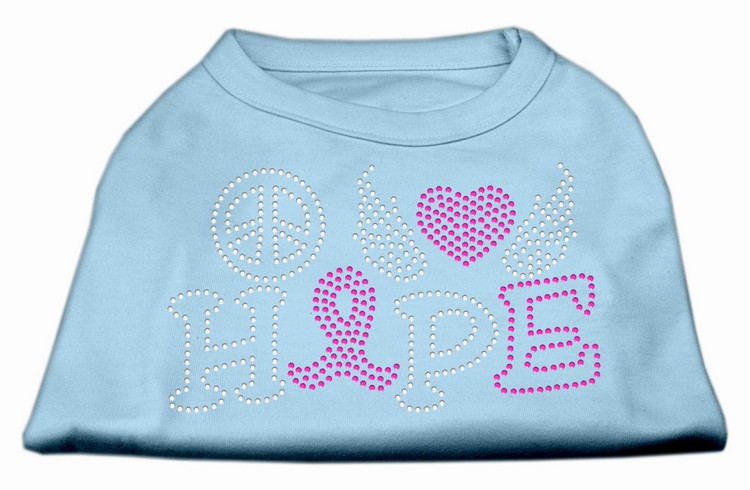 Peace Love Hope Breast Cancer Rhinestone Pet Shirt Baby Blue XS