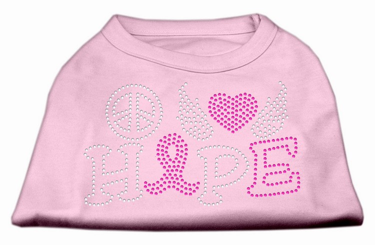 Peace Love Hope Breast Cancer Rhinestone Pet Shirt Light Pink Sm