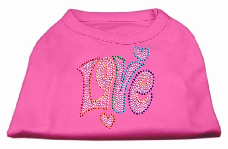 Technicolor Love Rhinestone Pet Shirt Bright Pink XS