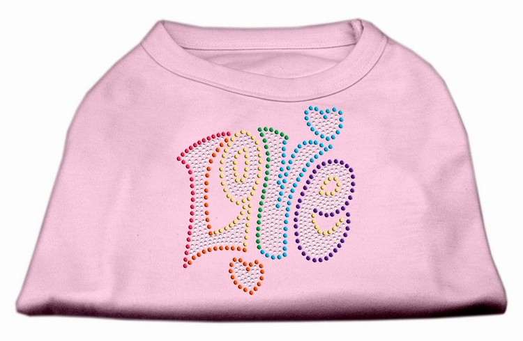 Technicolor Love Rhinestone Pet Shirt Light Pink XXXL