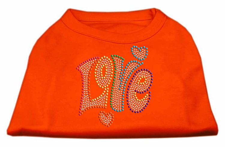 Technicolor Love Rhinestone Pet Shirt Orange XS