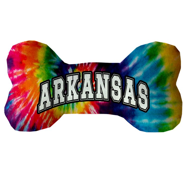 Arkansas Bright Tie Dye Bone Dog Toy