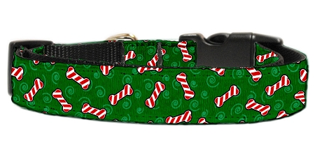 Candy Cane Bones Nylon and Ribbon Collars  Extra Small