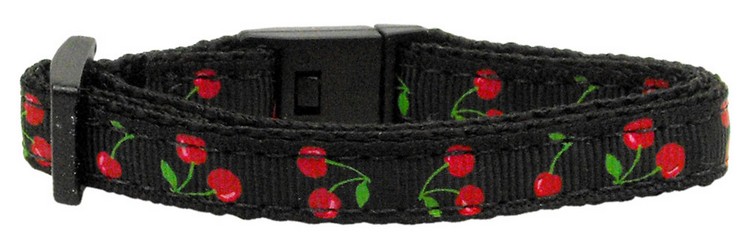 Cherries Nylon Collar Black Cat Safety