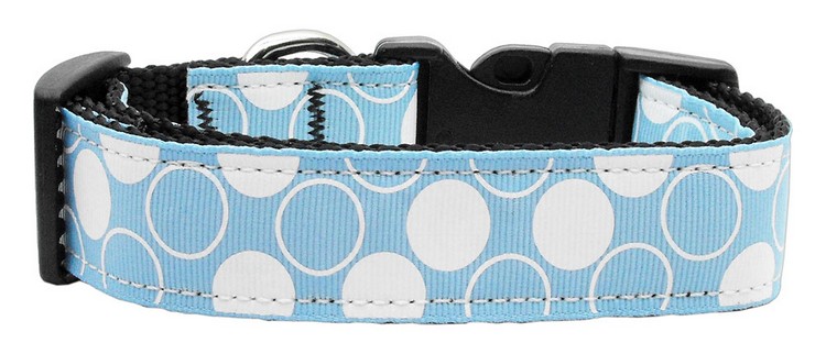 Diagonal Dots Nylon Collar Baby Blue Large