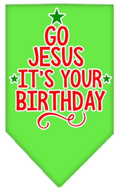 Go Jesus Screen Print Bandana Lime Green Small