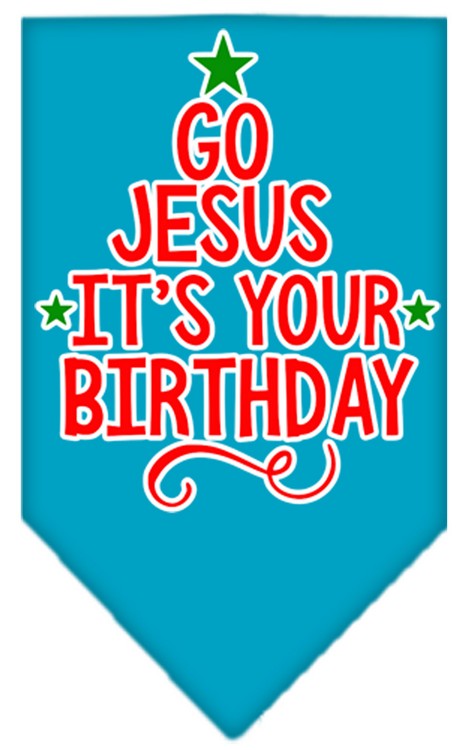 Go Jesus Screen Print Bandana Turquoise Small