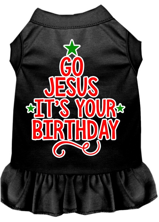 Go Jesus Screen Print Dog Dress Black Med